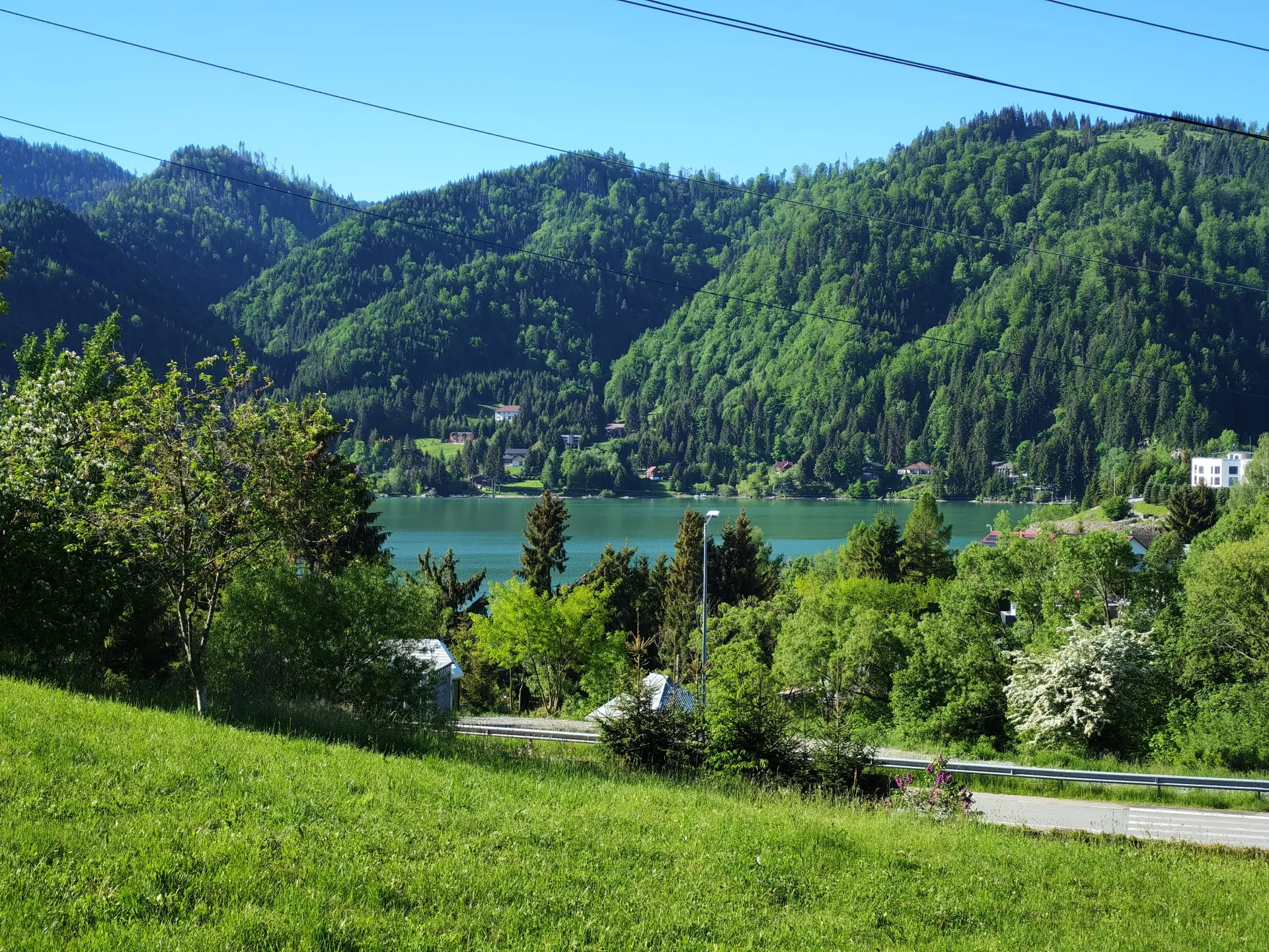 Vedere spre Lacul Colibița din zona pensiunii