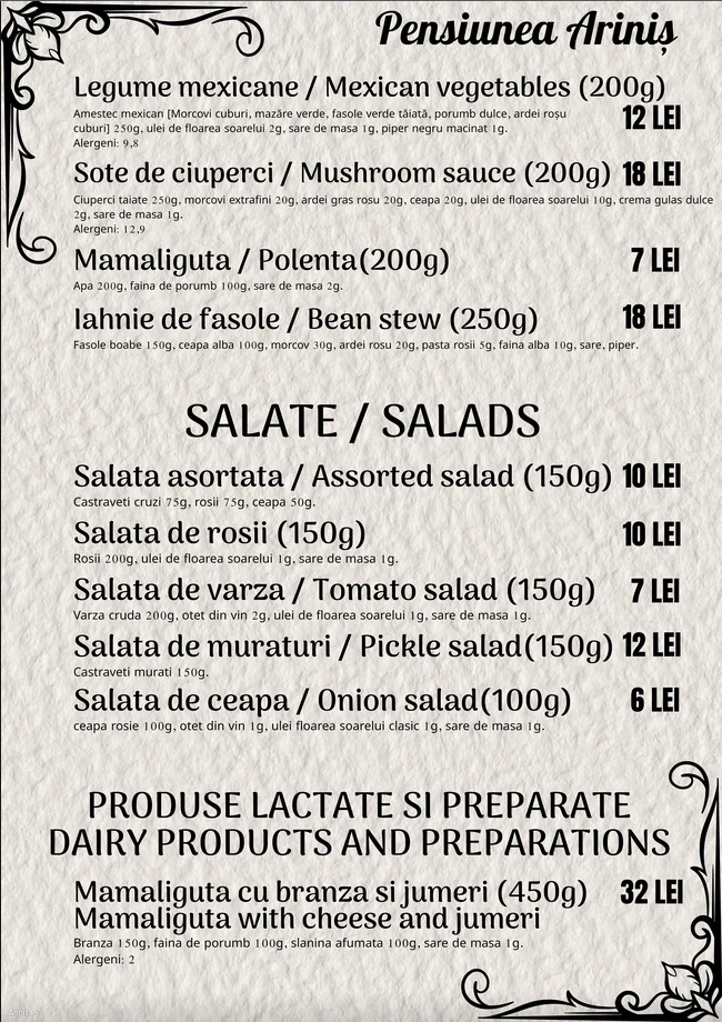 Garnituri, salate și lactate